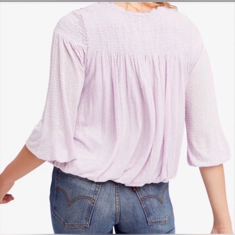 Free People Begonia Embroidered Bohemian Top in Lilac - Picture 4 of 14
